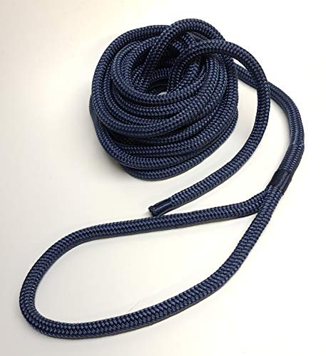 Dockline Double Braid Polyester Marine boat Mooring rope Spliced Dock Line Warps READY TO USE (Navy Blue, 16mm 10mt)
