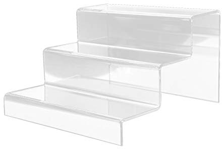 AUTOECHO 2/3 Gradini Alzata per Display in Acrilico Trasparente, Espositore per Scarpe Durevole Trasparente Resistente, Ripiano per Ripiano da Tavolo Trasparente, Espositore da Banco per Vetrina