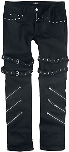 Gothicana by EMP Herren Schwarze Jeans mit Schnallen, Reißverschlüssen und Nieten
