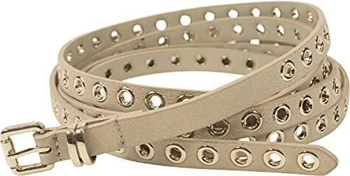 fashionchimp Doppelgürtel für Damen, Wickelgürtel mit Lochnieten-Besatz und Silber-Schließe, Breite ca. 1,5cm (Grau)
