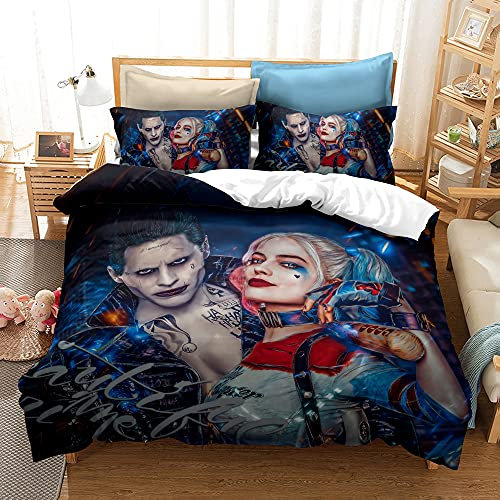 CHAOSE-DEB Bettwäsche Set Harley Quinn Druck Bettbezug Und Kissenbezug Kind Erwachsene Anti-Milben Plus Samt (Stil 03,200 x 200 cm)