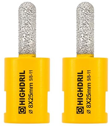 Diamond Mortar Raking Bit,HIGHDRIL 2pcs 5/16 x 1 (8mm x 25mm) 5/8-11 Thread Diamond Mortar Router for Old Mortar,Blown,Damaged Bricks or Natural Stone Removal