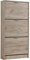Homestyle4u 2166, Schuhschrank Schmal Grau Schuhregal hoch Schuhkipper Holz Schuhkommode Flur 3 Fächer 58 cm breit