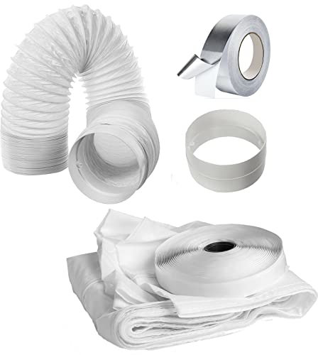 SPARES2GO Vent Hose Extension Kit Compatible with Delonghi Air Conditioner (6m x 5) + Aluminium Foil Tape (50mm x 45m) + Window Seal