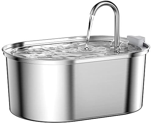 SOOFPET Katzenbrunnen Edelstahl, 3.2L Trinkbrunnen für Katze, Geräuscharm Katzenbrunnen für Katzen, Spülmaschinenfestes Design, Mehrfache Filtrierung, Geeignet für Mehrere Haustiere