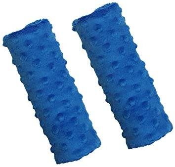 Balbina 2 Stück Gurtpolster Auto, Schulterpolster Erwachsene Kinder, Babyschale einsetzbar als Schoner für Kinderwagen Rucksäcke, Minky-Stoff 7 x 21 cm, Dunkelblau