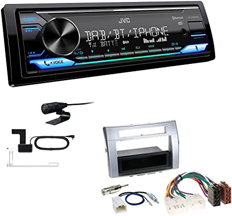 JVC KD-X482DBT 1-DIN Autoradio Media Receiver Digitalradio DAB+ Bluetooth Amazon Alexa USB Einbauset passend für Toyota Corolla Verso 2004-2009 Silber