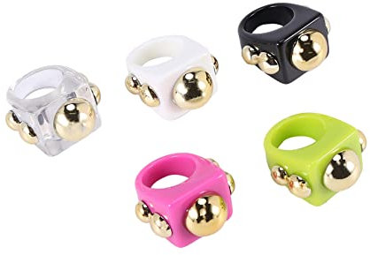 JOUSE 5 StüCke Y2K Chunky Retro Harz Acryl Ring Kunststoff Ringe Kinder Ring Nette SüßIgkeiten Ring Finger Ring für Frauen