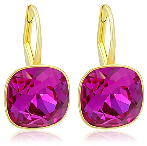 Damen Ohrringe Gold Fuchsia 925 Silber Ohrhänger kurz Pink NOBEL SCHMUCK
