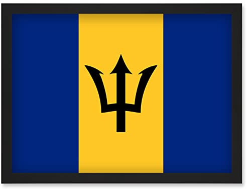 Artery8 Barbados National Flag Patriotic Vexillology World Flags Country Region Poster Artwork Framed Wall Art Print A4