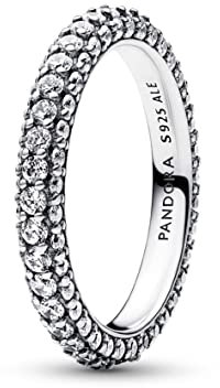 PANDORA Timeless Anello a fila singola in argento Sterling con pavé e zirconi cubici trasparenti, 52