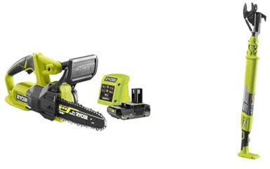 Bundle aus RYOBI 18 V ONE+ Akku-Kettensäge RY18CS20A-125 + RYOBI 18 V ONE+ Akku-Astschere OLP1832BX