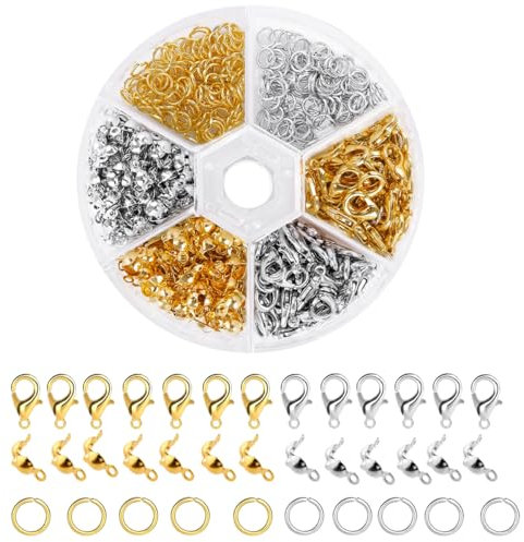 460 Stück Kettenverschluss Armband Verschlüsse - Silber Verschlüsse für Armbänder, enthält Karabinerverschluss, Biegeringe, Crimpenden, für Halsketten,Fußkette,Schmuck Basteln DIY Schmuckherstellung
