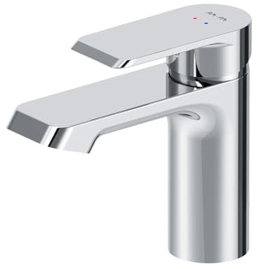 AM.PM Flash - Wasserhahn Bad für Waschbecken, Badarmatur Einhandmischer aus Messing, Waschtischarmatur für Badezimmer, Einhebel-Waschtischmischer Kurzer Auslauf 96 mm, Chrom