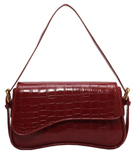 Cawgot Kleine Umhängetasche für Damen, Umhängetasche, Leder-Tragetasche, Clutch, Hobo-Geldbörse, mit Reißverschluss für Damen, B-red Crocodile