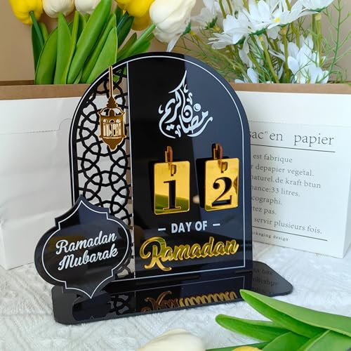 Ramadan Kalender, Eid Mubarak Dekoration DIY Ramadan Dekoration Aus Holz, Ramadan Kalender Kinder, Countdown-kalender Ornament Gebet Ramadan Mubarak Deko Wohnzimmer Ramadan Geschenke für Kinder