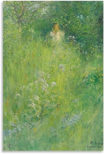 Berühmtes Carl Larsson Poster《In der Wiese》Wandkunst Carl Larsson druckt Carl Larsson Leinwandgemälde für Haus Wanddekoration Bild 50x70cmx1 Kein Rahmen