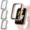 [3Pièces] Kamita Coque Compatible avec Samsung Galaxy Fit 3, Étui de Protection avec Protecteur d'écran en 9H Verre Trempé, Dur PC Bumper Case Antichoc Housse pour Galaxy Fit3 (Clair+Rose+Blanc)