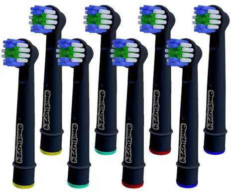 OneBuy24 - Aufsteckbürsten kompatibel mit Oral-B elektrischen Zahnbürsten - Kompatibel mit Precision Clean, Vitality, Professional Care, (8 Stück Schwarz)