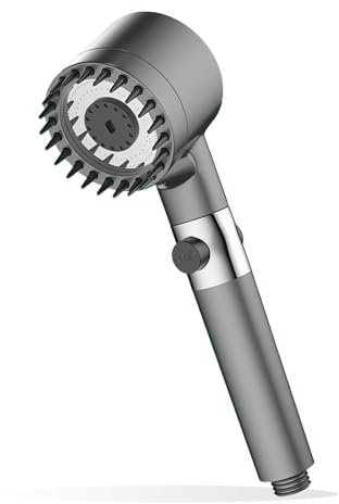 Homesbrand Multi-Functional Universal 3-Mode Handheld Shower Head with One-Click Switch Adjustable Spa Showerhead with Rainfall Spray(Grey)