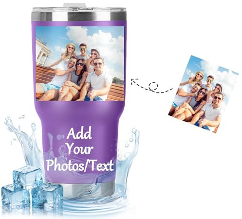 Genérico Termos Para Cafe,Taza Termo Personalizada,Diseña Tus Propias Fotos y Texto,Vaso Aislado Al Vacío De Acero Inoxidable De Doble Capa,30oz(880ml),Vaso Termo Cafe Original#4