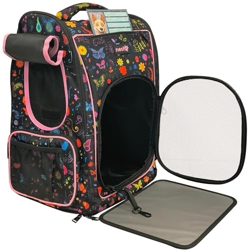 Zaino Porta Animali per Cani e Gatti,Max5kg,Trasportino Ergonomico con Ventilazione,Imbottito e Resistente,Ideale per Viaggi,Paseos Passeggiate e Avventure