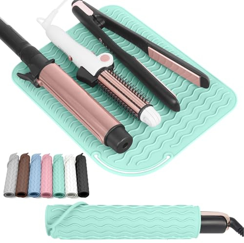 WRORUNER Plus Size Silicone Heat Proof Mat for Hair Straighteners | Curling Irons Flat Irons Holder Mat, Portable Hot Tools Cover Pad for Travel Vanity Salon(12.0 x 9.0)