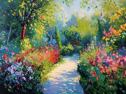 Peinture par numéro Kit, Peinture à l'huile Bricolage avec Brosses et Peintures pour Adultes Enfants Débutant,DIY Painting by Numbers Numéro Cadeaux de noël - Sans Cadre,60x80cm (Le Jardin monet) A658