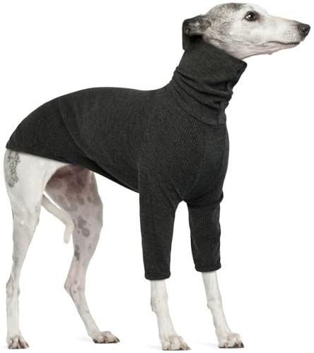 Greyhound-Sweatshirts, Rollkragenpullover, großer Strickpullover für Hunde, Strickwaren für Windhunde, Lurcher, Kleidung (Grau, XL)