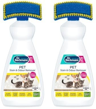Dr. Beckmann Pet Stain & Odour Remover, Eliminates stains and odours caused by pets, incl. applicator brush, 650 ml (Pack of 2)