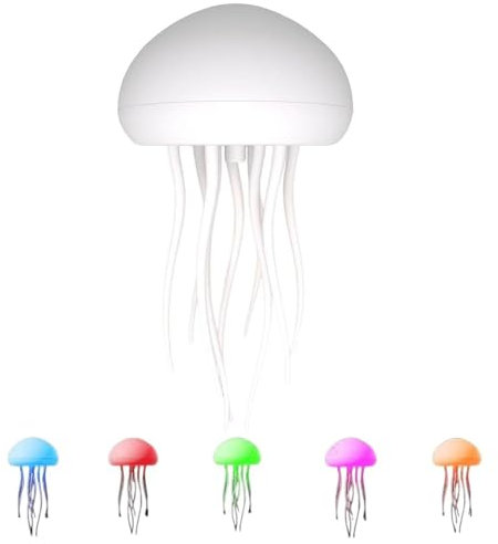 Eteslot Jellyfish Lamp, Quallen Lampe Stimmungslichter, LED-Nachtlicht Mit Niedlichen Quallen, RGB-Farbverlauf, Wiederaufladbar, Tischlampe, Nachttischlampe Mit Berührungssensor