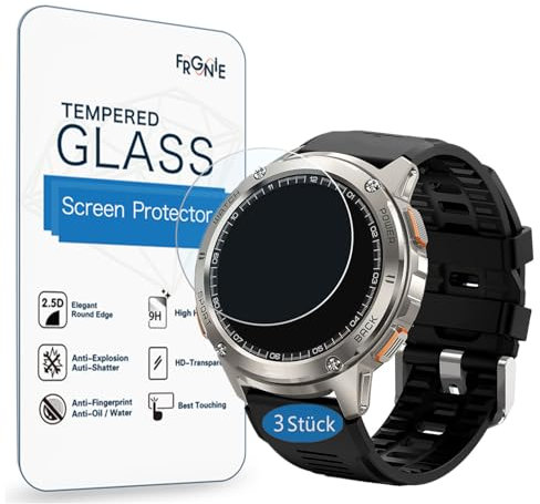 Frgnie Film de protection d'écran compatible avec la montre connectée KOSPET Tank T3 (lot de 3) HD anti-rayures Dureté 9H Film de protection d'écran en verre trempé