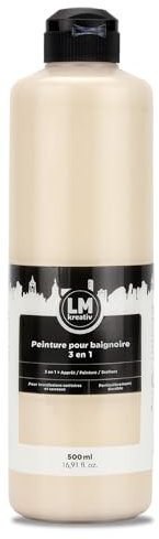 LM-Kreativ Vernice per vasca da bagno, 3 in 1, 2 K, 500 ml, color arenaria, vernice per piastrelle e piastrelle, per bagno, vasche da bagno, piatti doccia, piastrelle e lavabo, altamente coprente,