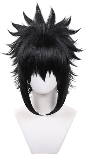 Cosplay-Perücke mit kurzem, geradem schwarzem Haar und Pony, ideal für Halloween-Cosplay für Männer