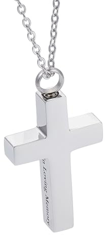 NICENEEDED Kremationskreuz Halskette Für Asche Medaillon Anhänger Mit Kreuzurnen Silber Asche Halter Halskette Edelstahl Gedenkschmuck