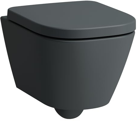 LAUFEN Meda Wand-WC Advanced kompakt, spülrandlos, Silent Flush, 360x490mm, verdeckte Befestigung Tiefspüler, H8201137580001, Farbe: Graphit matt