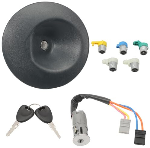 ZEALfix Kit Serrure de Porte Neiman + bouchon de réservoir 7701472590 compatible avec Kangoo 1 1997-2008 Nissan Kubistar 2003-2009, avec clé de rechange 7701470738