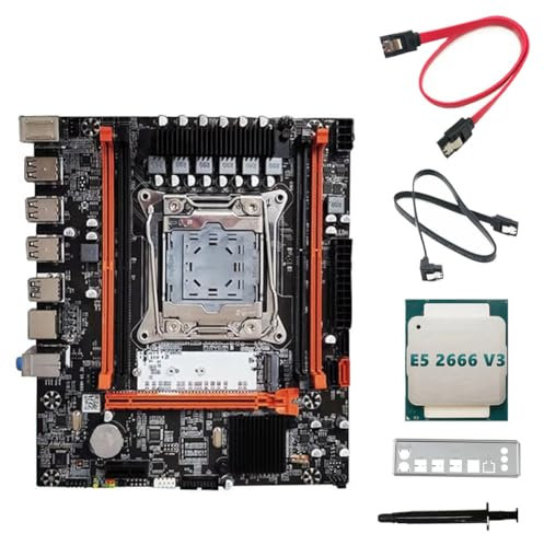 Jrifedptry X99H Desktop Scheda Madre+E5 2666 V3 CPU+Grasso Termico LGA2011-V3 B85 DDR3X4 ECC Slot M.2 NVME PCI-E 3.0 X16 Nero PCB Scheda Madre 1Set