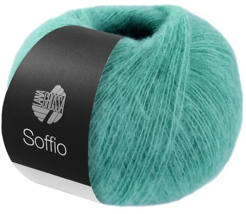 LANA GROSSA Soffio | Flauschiges Lace-Garn aus Merino- & Baumwolle mit 10% Kaschmir | Handstrickgarn aus 60% Schurwolle (Merino superfein), 30% Baumwolle (Bio) | 25g zum Stricken | 212m Garn FB 23