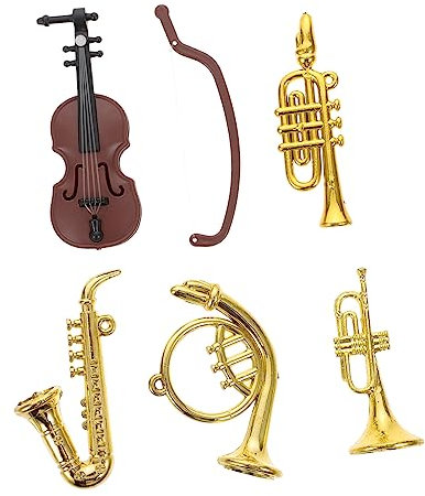 MUSISALY Mini-musikinstrumentenmodelle Satz Dekoratives Mini-geigenmodell Miniatur-trompetendekorationen Mini-Saxophon Für Minihaus Landschaftsdekoration