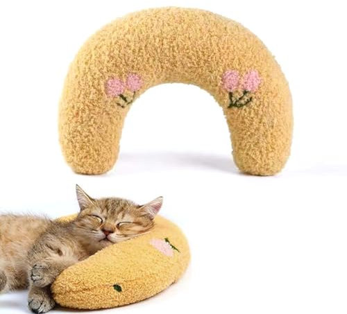 Cuscini per Gatti, Cuscino per Gatti Morbido E Soffice A Forma di U per Gatti su Cui Sdraiarsi, Cuscino a Forma di U per Protezione della Colonna Vertebrale Cervicale, Giocattoli di Peluche Cuscino