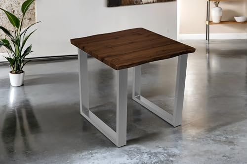 SAM Esstisch Josy 80x80 cm Holz Nussbaum-Optik U-Gestell Silber
