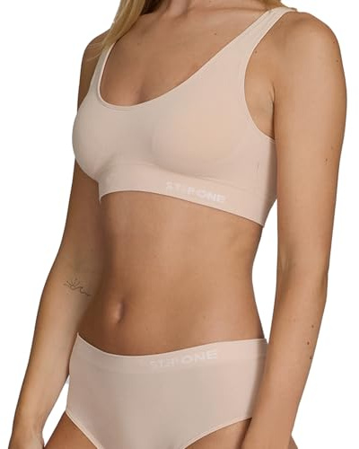 STEP ONE Smoothfit Bra. Ultra-Soft Women's Everyday Bra, Lifts & Supports and Feels Invisible on, Breathable Bamboo Moisture Wicking with Removable Cups Nude Sand Small