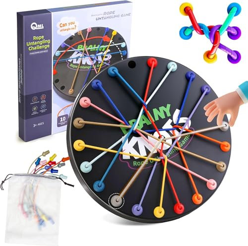 Brainy Knots, Rope Challenge Spiel, Twisted Seil Puzzlespiel, Logik Spiele Knot für Kinder ab 3, Familie Party Spiel für 2 Bis 4 Spieler
