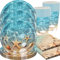 Set di stoviglie per feste, Forniture per feste in mare,piatti per feste con animali marini,60PCS ovaglioli per decorazioni per feste di compleanno del mondo,piatti per feste con animali marini