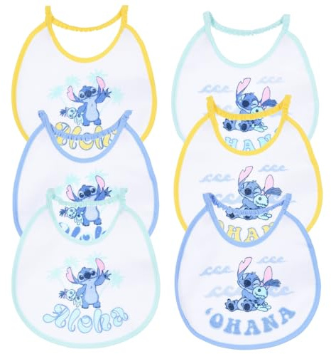 CARTOON Lätzchen Disney Set 6 Stück Frottee mit plastifizierter Rückseite Lätzchen mit elastischem Verschluss 18 x 18 cm, Stich, 18 x 18 cm