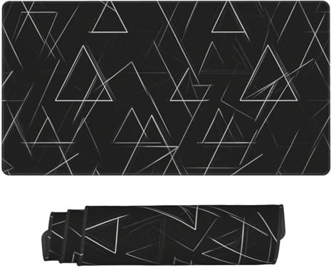 Large Gaming Mouse Pad 1200x600 mm XL Extended Mousepad, Black Geometry Mouse Mat, Computer Keyboard Full Desk Mat, with Non-Slip Base and Stitched Edge Big Desk Pad for Home/Gaming/Office P6608