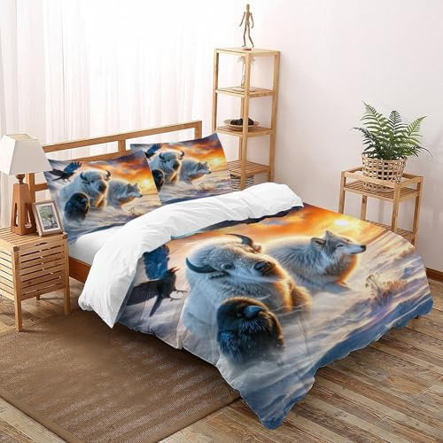 ASOERISMB Wildes Yak Bettwäsche Kinderbettwäsche Reißverschluss Mit Kissenbezügen Betten Set Wildes Tier Für Jugendliche Kinder Schlafzimmer Double(200x200cm)