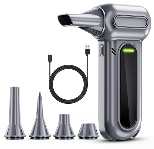 SUPPOU Compressed Air Duster, 180000RPM Super Power Professional Air Duster, Cordless Reusable Air Blower Duster with LED Light for Computer, Keyboard, Outdoors and Car Cleaning