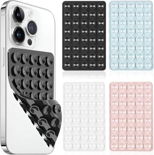 4er-Set Silikon Handy Saugnäpfe, Doppelseitig, Halterung für Selfies & Videos, Kompatibel mit Allen Handy-Modellen, Schwarz, Weiß, Hellblau, Lotusrosa